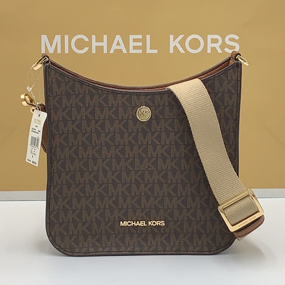MICHAEL KORS Briley Small Logo Messenger Bag BROWN SIGNATURE COLOR - Picture 8 of 16